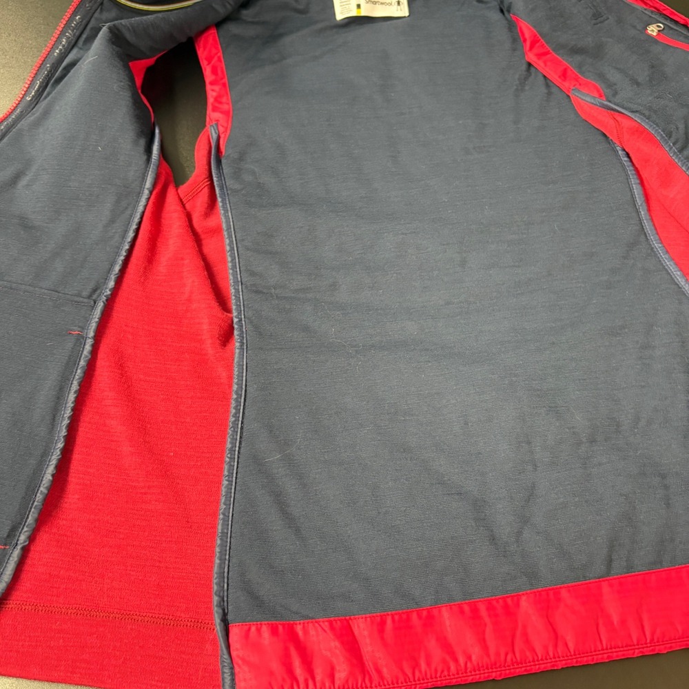 Smartwool Women Vest Medium Red Merino Wool Smarloft Hooded Quilted Full Zip - Picture 8 of 16